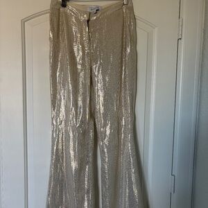 Derek Lam 10 Crosby Gold Lame' Metallic Wide Leg Lined Pant Womens Size 4